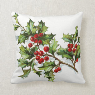 Holly Berries 002 Throw Pillow