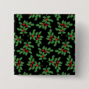 Holly Berries 2 Inch Square Button