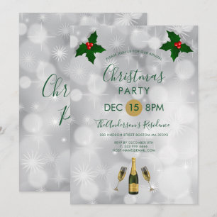 Holly Berries And Champagne Invitation