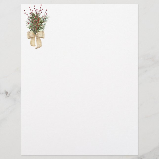 Holly Berries and Evergreen Sprigs  Letterhead (Front)