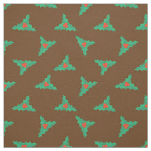 Holly berries and leaves Christmas Fabric