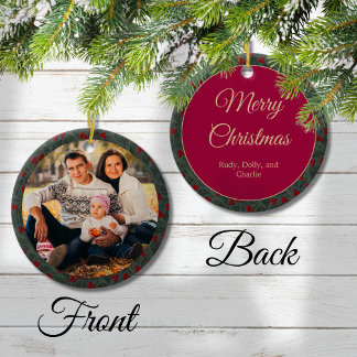 Holly Berries Christmas Ceramic Ornament