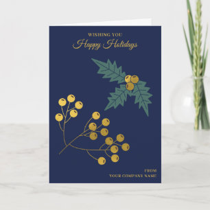 Holly Berries Christmas Clients Customer Employees Holiday Card