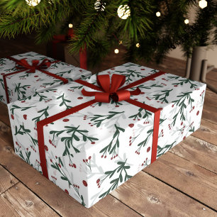 Holly Berries Christmas Doodle Wrapping Paper