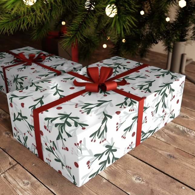 Holly Berries Christmas Doodle Wrapping Paper (Creator Uploaded)