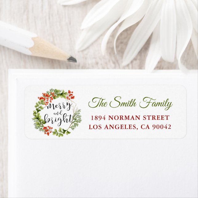Holly Berries Christmas Holiday Return Address (Insitu)