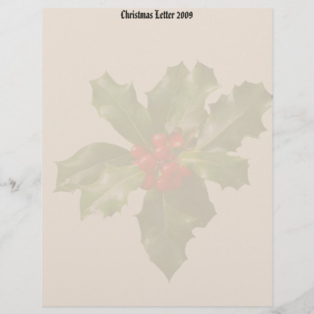 Holly & Berries Christmas Letter 2009 Letterhead (Front)