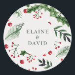 Holly Berries Christmas Winter Wedding Classic Round Sticker<br><div class="desc">Holly Berries Christmas Winter Wedding Sticker</div>