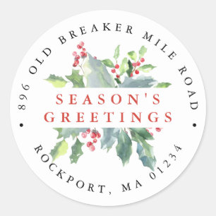 Holly Berries Elegant Return Address Label