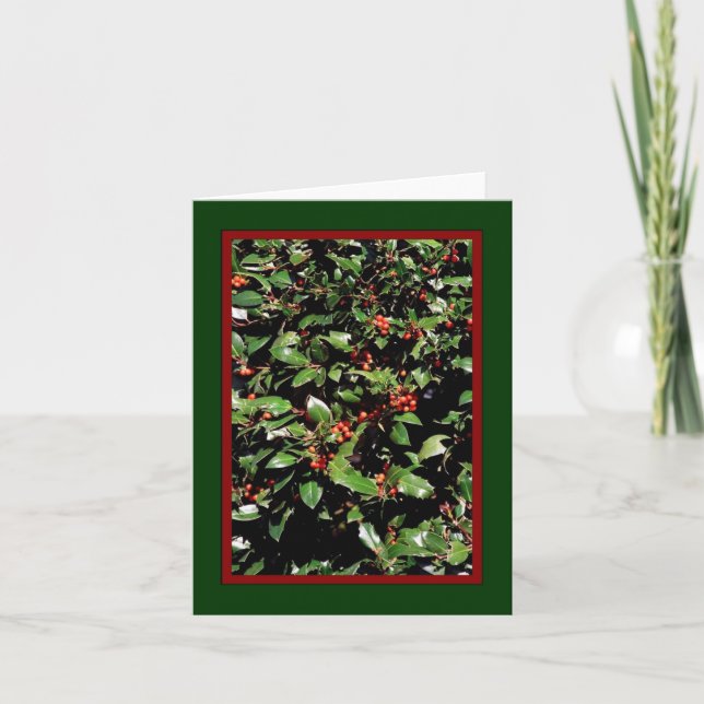 'Holly & Berries' Holiday Card - Blank Inside (Front)