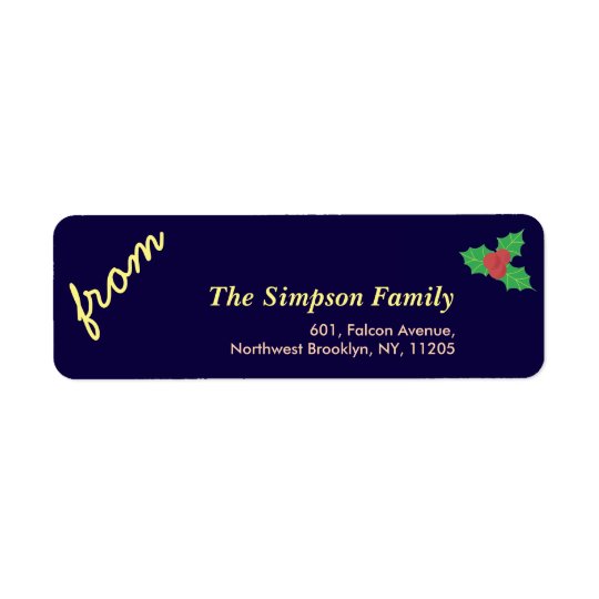 Holly Berries Holiday Collection Return Address Return Address Label
