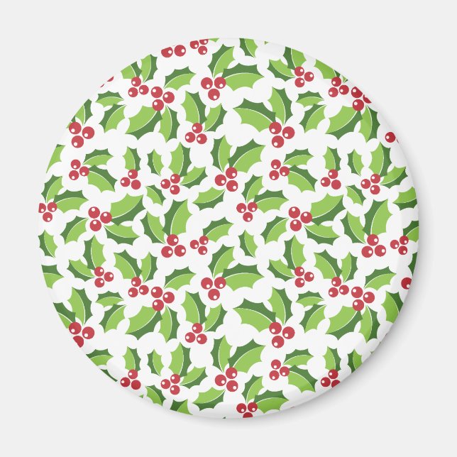 Holly Berries Holly Leaves Mistletoe Holiday Magnet (Front)