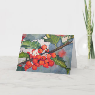 Holly Berries in the Snow Holiday Card