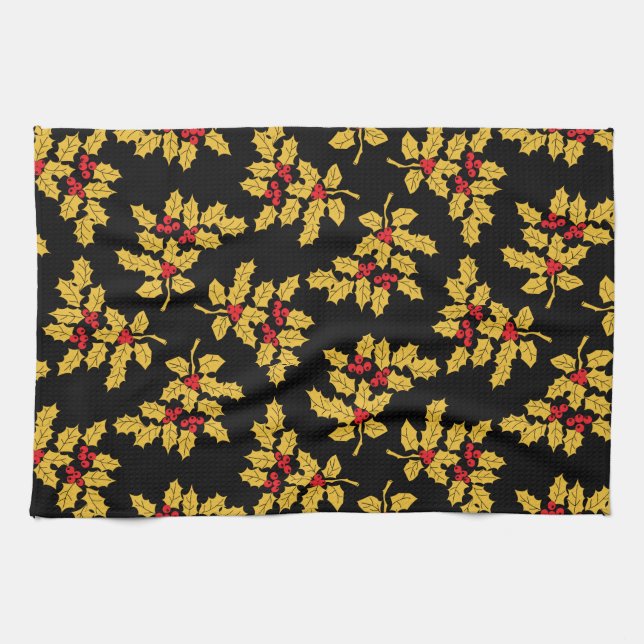 Holly Berries Kitchen Towel (Horizontal)