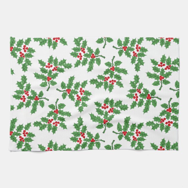 Holly Berries Kitchen Towel (Horizontal)