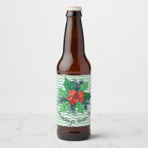 Holly Berries on Chevron Beer Bottle Label