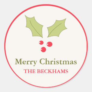 Holly Berries Personalized Holiday Gift Tags