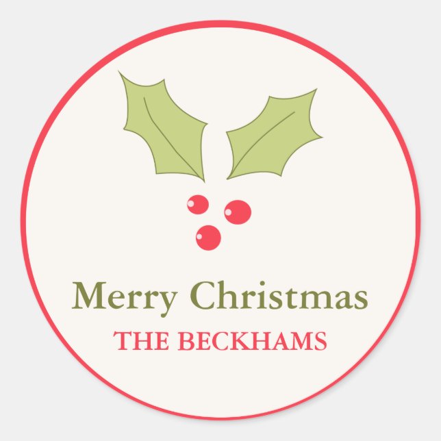 Holly Berries Personalized Holiday Gift Tags (Front)