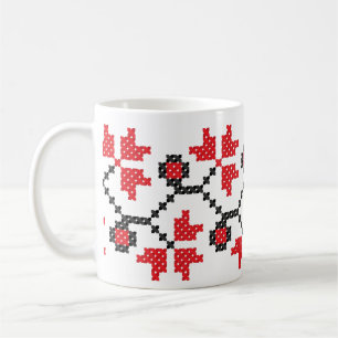 Holly Berries Red flower cross-stitch design Coffee Mug