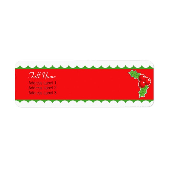 Holly berries red n green border christmas label (Front)