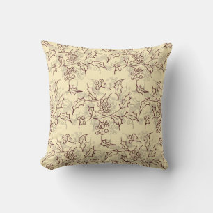 Holly berries seamless design throw pillow