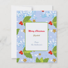 Holly berries snow and stars Merry Christmas 