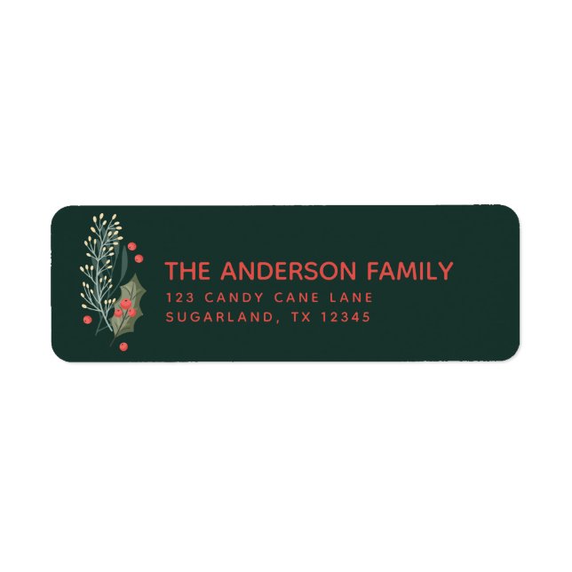 Holly Berry and Garland Christmas Return Address (Front)