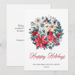 Holly Berry Cardinal  Christmas Corporate Greeting Holiday Card
