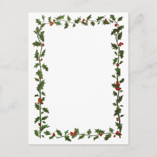 Holly Berry Christmas Border Holiday Postcard