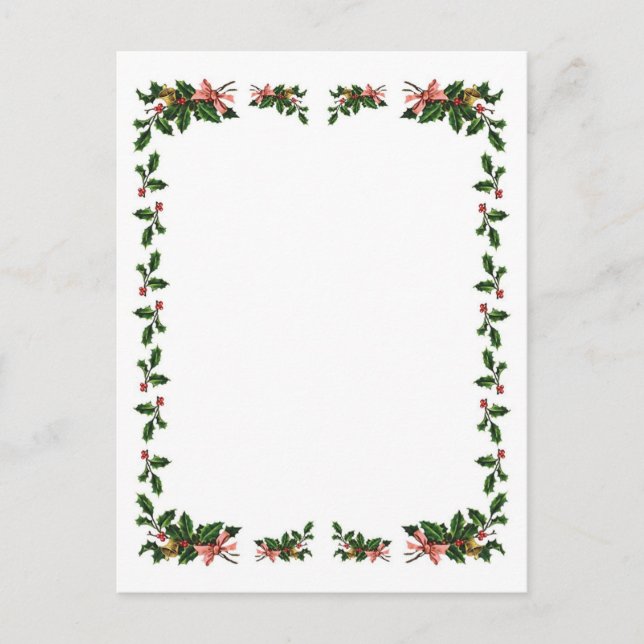 Holly Berry Christmas Border Holiday Postcard (Front)