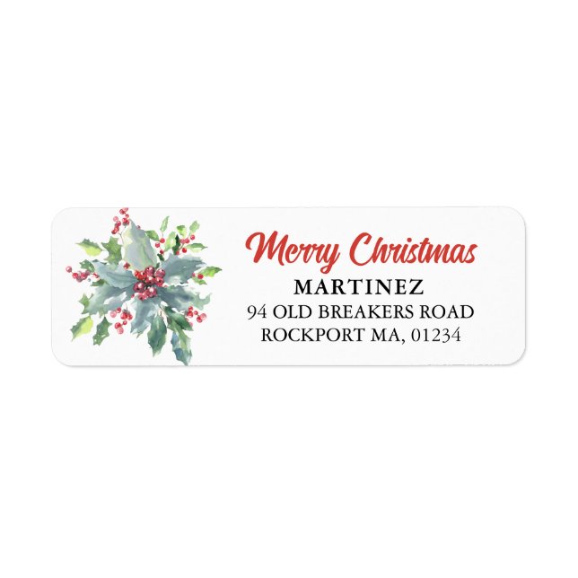 Holly Berry Christmas Holiday Adresse de retour (Devant)