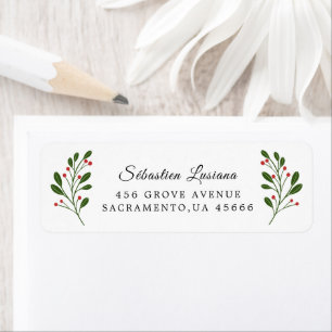 Holly Berry Christmas Holiday Return Address