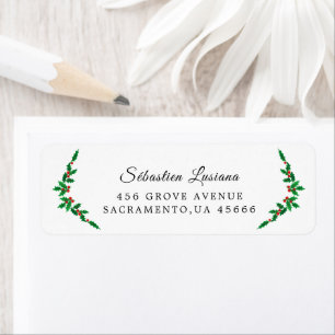Holly Berry Christmas Holiday Return Address