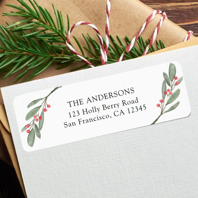 Holly Berry Christmas Holiday Return Address (Creator Uploaded)