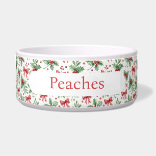 Holly Berry Christmas Pet Name Ceramic Dog/Cat 
