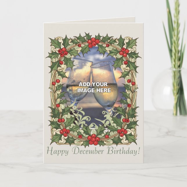  Holly Berry Decorative Christmas Border Card (Front)
