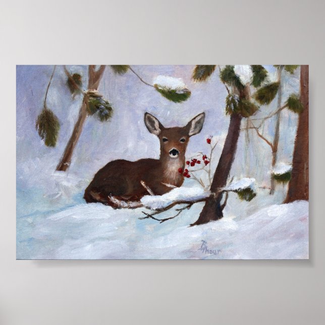 Holly Berry Deer Poster (Front)