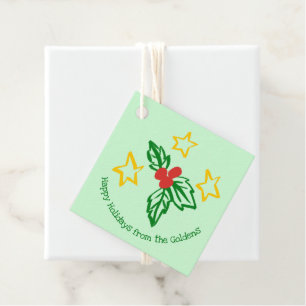 Holly Berry Doodle CHRISTMAS Holiday Gift To From Favour Tags
