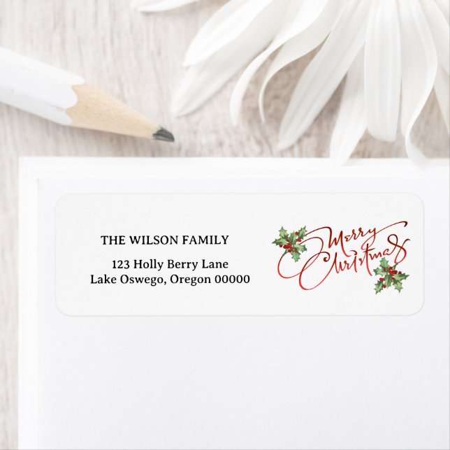 Holly Berry Gradient Red Script Merry Christmas (Insitu)