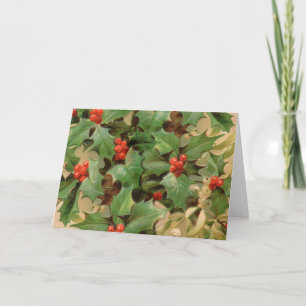 Holly Berry Greenery Christmas Holiday Vintage Card