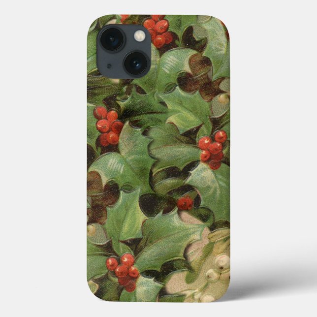 Holly Berry Greenery Christmas Holiday Vintage Case-Mate iPhone Case (Back)