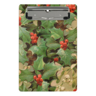 Holly Berry Greenery Christmas Holiday Vintage Mini Clipboard