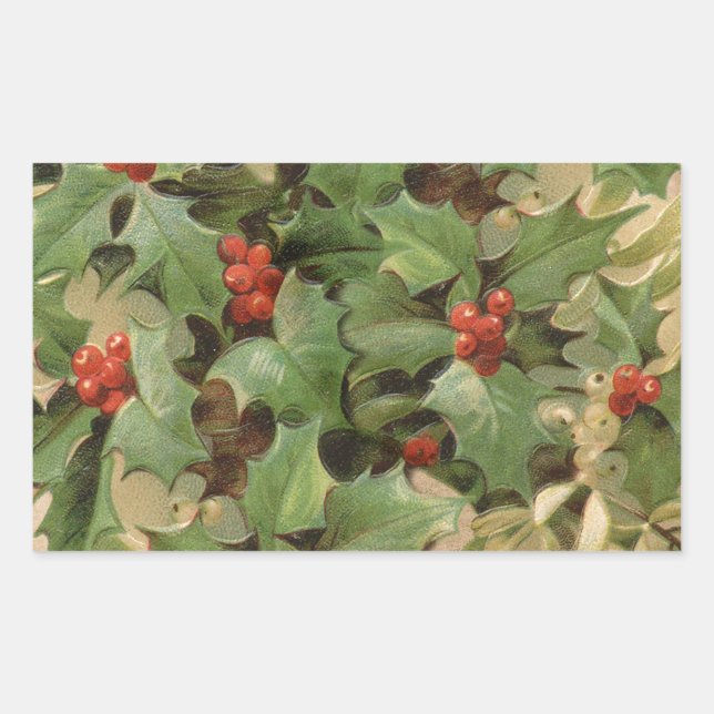 Holly Berry Greenery Christmas Holiday Vintage Sticker (Front)