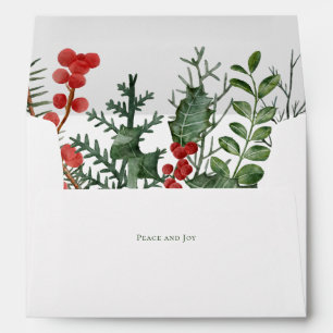 Holly berry & Greenery Watercolor Holiday Envelope
