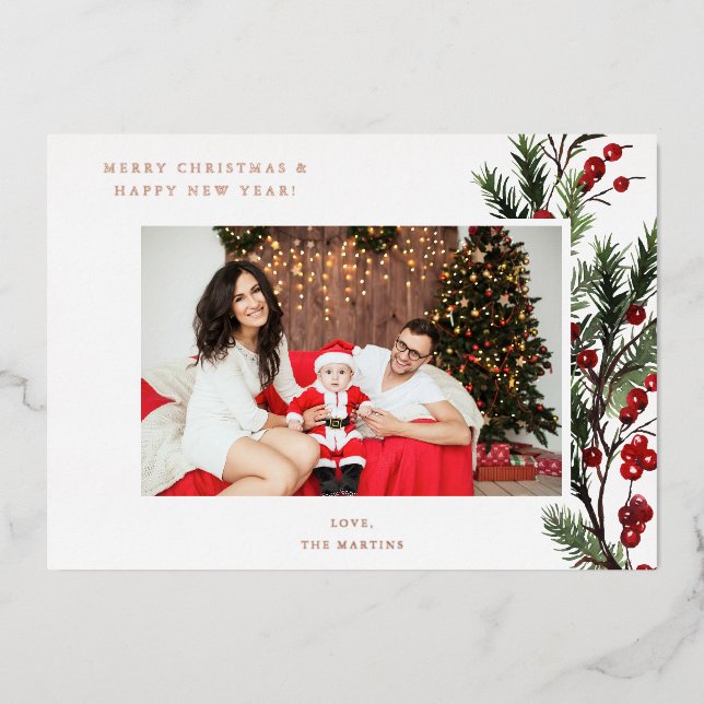 Holly Berry H Photo Holiday or Christmas (Front)