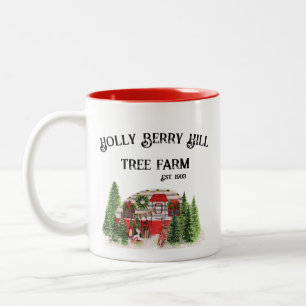 Holly Berry Hill Tree Farm Two-Tone Coffee Mug