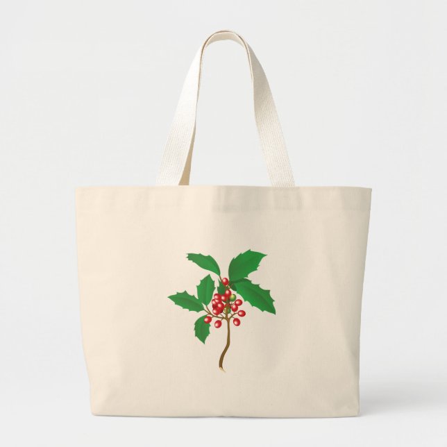 Holly Berry Large Tote Bag (Front)