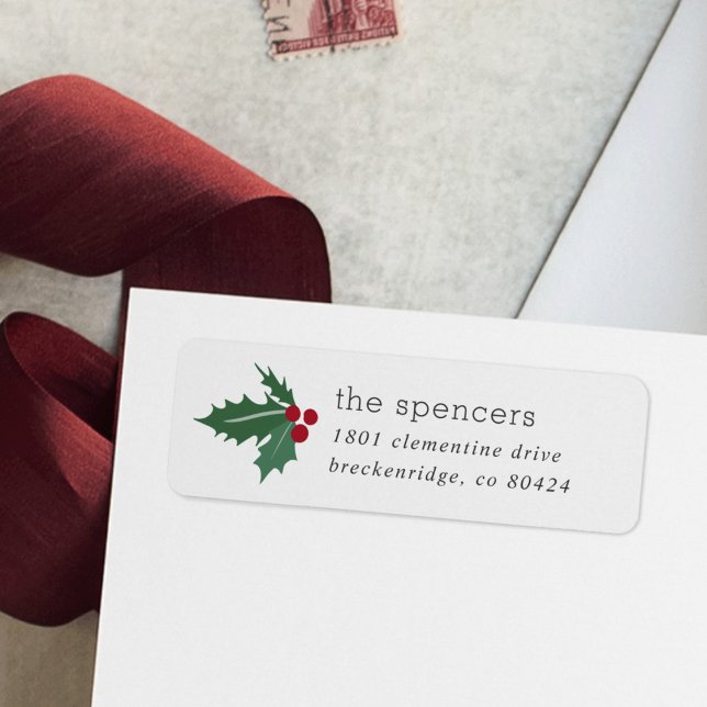 Holly Berry & Leaf Christmas Return Address (Creator Uploaded)