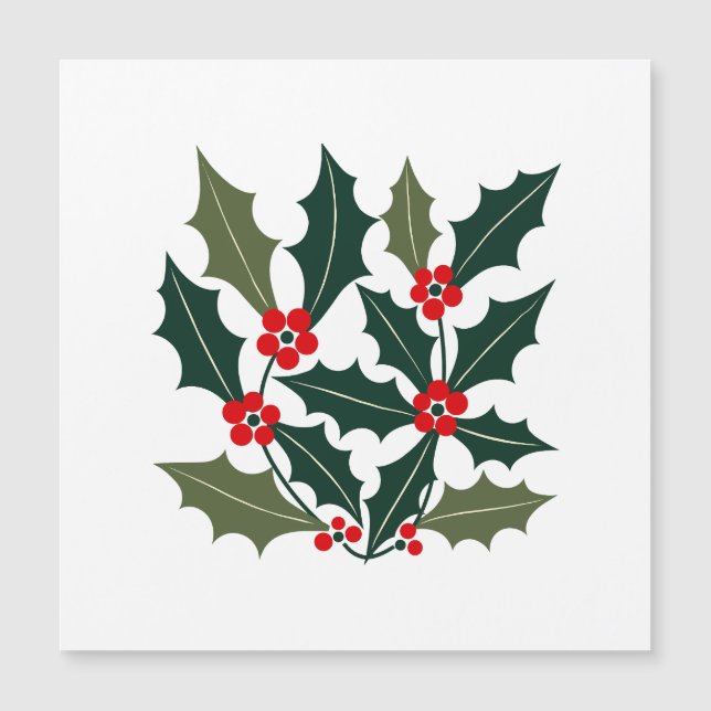 Holly Berry Leaves Mid Century Modern Style (Front)