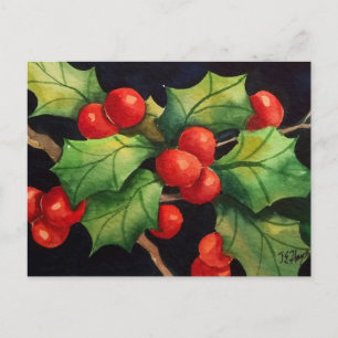 Holly Berry Night Postcard